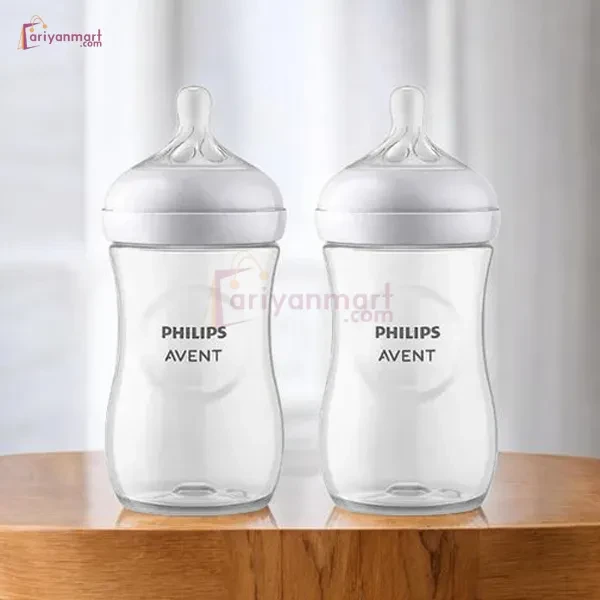 Philips Avent Natural Response Baby Feeding Bottle Wide Neck PP 3-6m 260ml Twin Bottle Pack