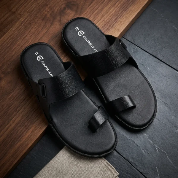 Ariyan Mart Care Leather Men's Toe-loop Sandal(Black SN30)
