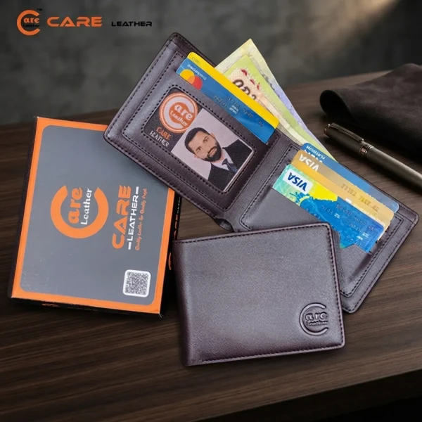 Genuine Care Leather Bi-Fold Wallet grey SW14